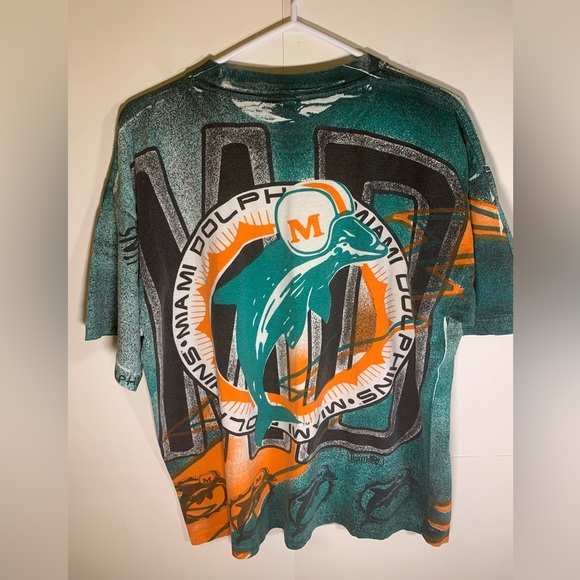 Vintage 90s single stitch Miami dolphins aop graphic shirt - Picture 5 of 6